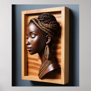 Poster "Beleza Gravada: Arte de Parede 3D Braided Hairsty