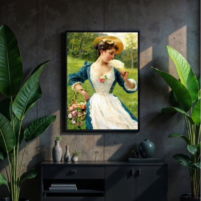 Poster Beleza Jovem Com Uma Cesta De Rosas (Criador carregado)