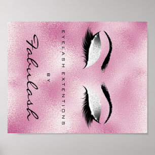 Poster Beleza Makeup Nome Salon Silver Glitter Pink