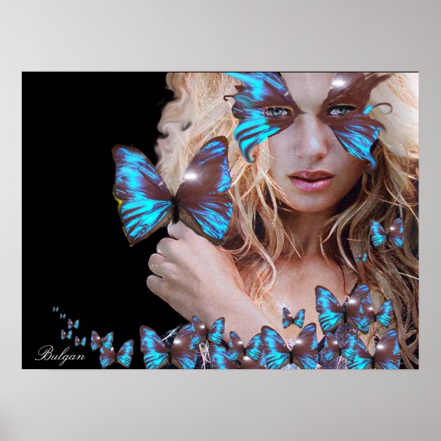 POSTER BELEZA MISTERIOSA COM BORBOLETA AZUL (Frente)