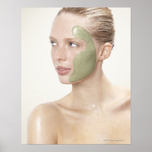 Póster beleza, molhada, spa, cabelo para cima, loura, olh