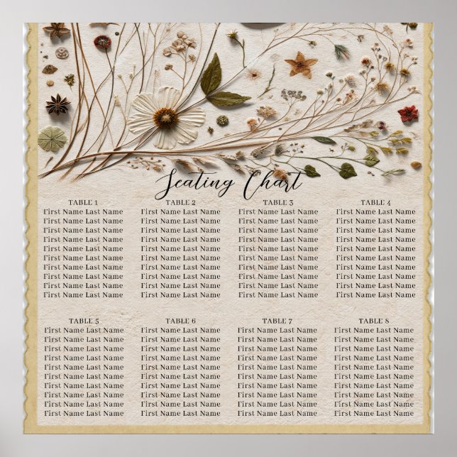 Poster Beleza Natural Botânica Flores & Folhas Casamento (Frente)