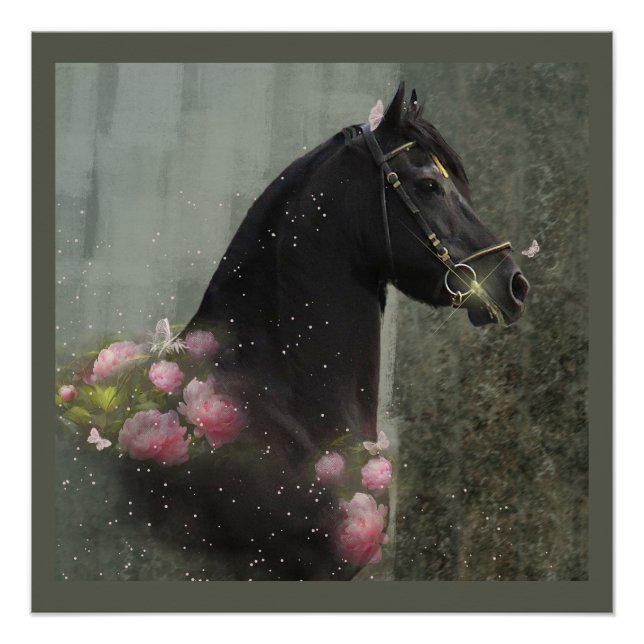 Póster Beleza Negra Cavalo Frísia - Poster (Frente)
