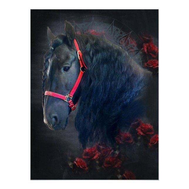 Póster Beleza Negra Cavalo Frísia - Poster (Frente)