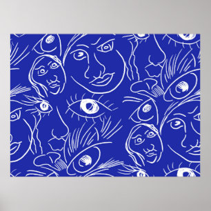 Poster Beleza perfeita face um desenho de linha isolado e
