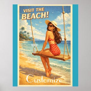 Poster Beleza Retro Vintage de Banho Thunder_Cove