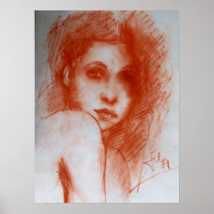Poster BELEZA ROMÂNTICA / Retrato feminino em Sepia Brown