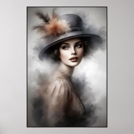 Poster Beleza Serena no Estilo Vintage dos Anos 1940