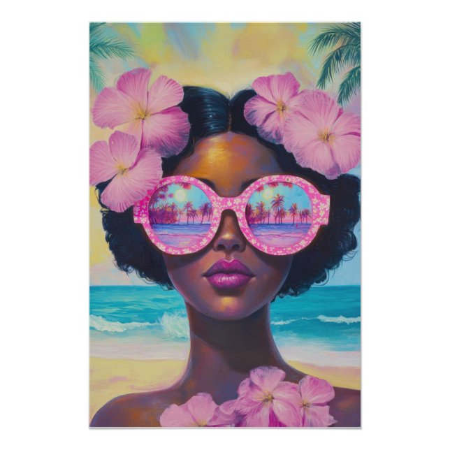 Póster Beleza tropical em tons de rosa (Frente)