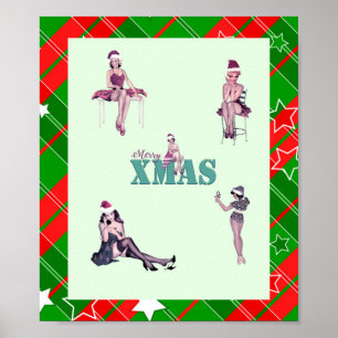 Poster Belezas de Natal, Meninas Pin-up XMAS art impressã