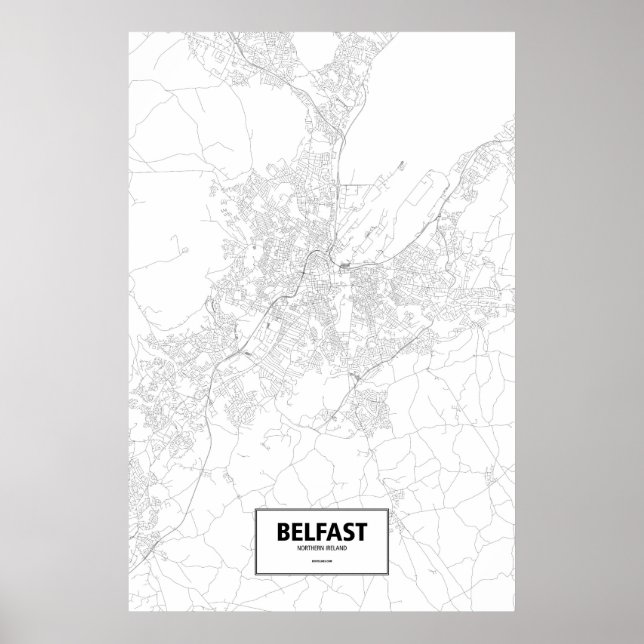 Póster Belfast, Irlanda Norte (preto no branco) (Frente)