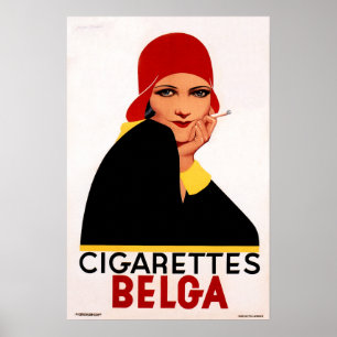 Poster BELGA CIGARETTES Bélgica Cigar Vintage Art Deco