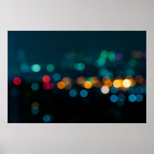 Poster Belga da noite da cidade, blur bokeh desfocado de  (Frente)