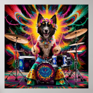 Poster Belga Laekenois Baterist Rock Roll Banda Hippie