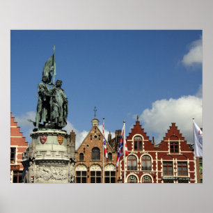Póster Bélgica, Bruges (também Brug ou Bruge). UNESCO