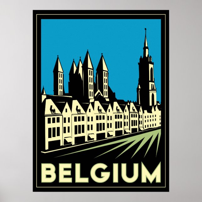 Poster belgium europe art deco retro viagem vintage (Frente)
