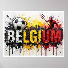 Poster Belgium Football Citiscape Oil Painting Style Art