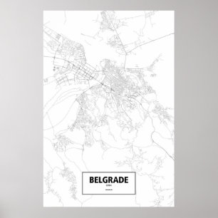 Poster Belgrado, Serbia (preto no branco)