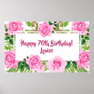 Poster Belíssima Rosas Rosa 70 Birthday