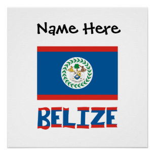 Póster Belize Bandeira Personalizada de Belize