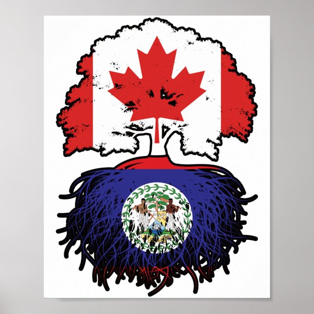 Poster Belize Belizean Canada Tree Roots Flag (Frente)