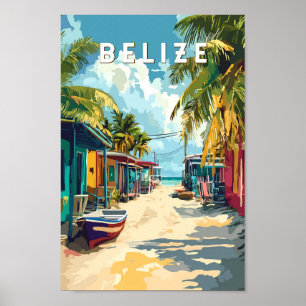 Poster Belize Illustration Viagem Art Vintage