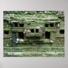 Poster Belize Lamani Mayan Ruins Jaguar Mask