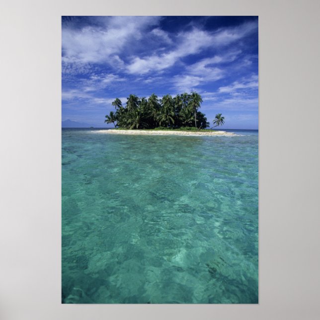 Poster Belize, Recife de Coral, Ilha ou cayo sem nome. (Frente)