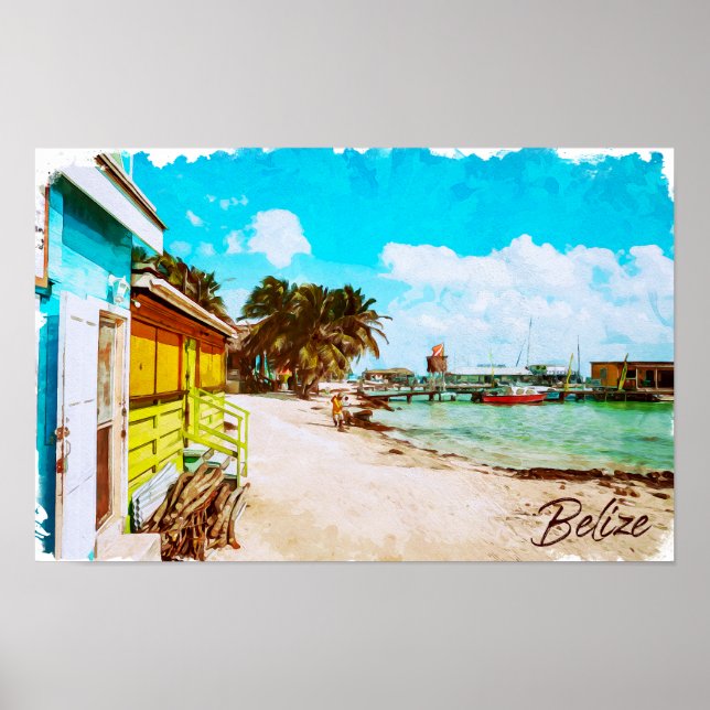 Poster Belize Tropical Paradise Viagem (Frente)