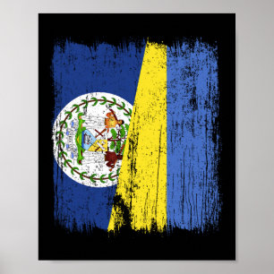 Poster Belize Ucrânia Meia Bandeira Belizeano Herança Ucr