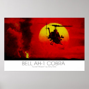 Póster Bell AH-1 Cobra Attack Helicopter surreal