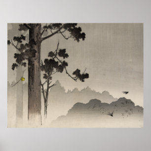 Póster Bell que pendura de uma árvore - japonês Woodblo