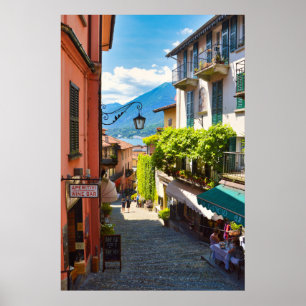 Poster Bellagio, antigo beco central (lago Como, Itália)