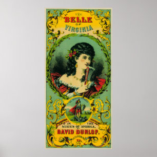 Póster Belle do tabaco LabelPetersburg de Virgínia, VA