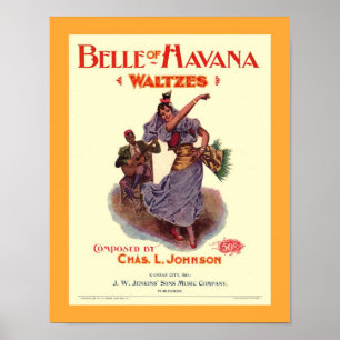 Póster BELLE idoso da cópia do cobrir da partitura 1899
