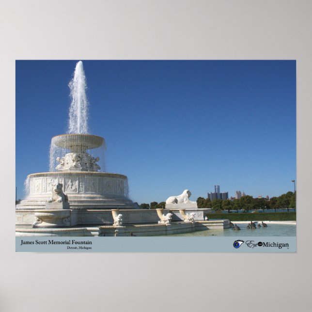 Poster Belle Isle Fountain - Detroit, MI (Frente)