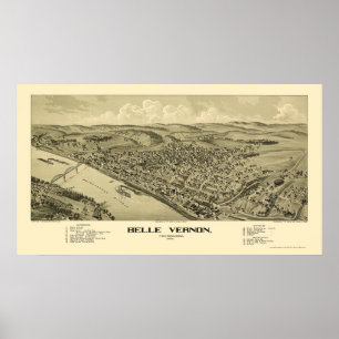 Póster Belle Vernon, mapa panorâmico do PA - 1902