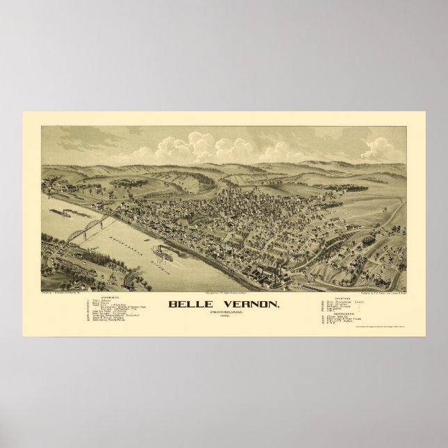 Póster Belle Vernon, PA Panorâmica - 1902 (Frente)