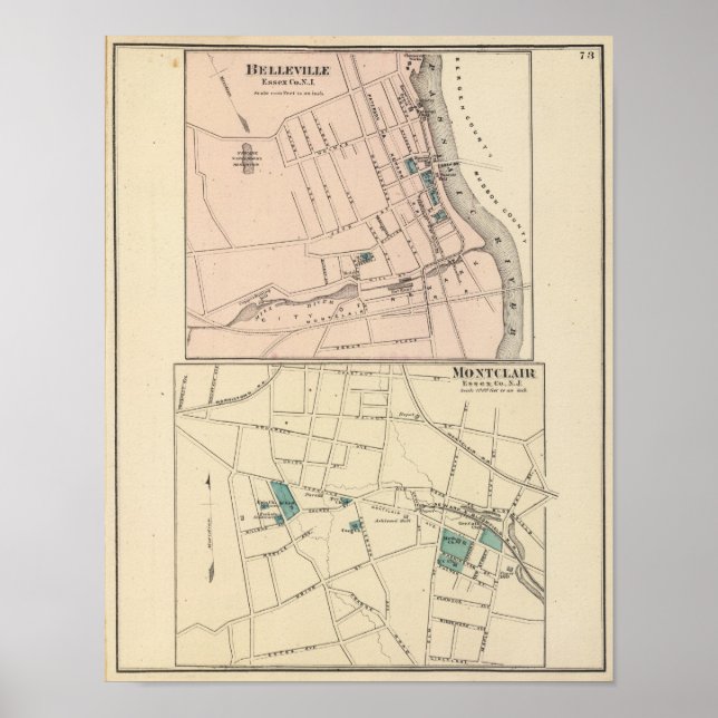 Póster Belleville, Montclair, NJ (Frente)