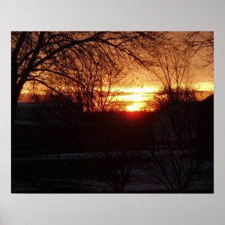 Póster Belo amanhecer amarelo alaranjado no Missouri