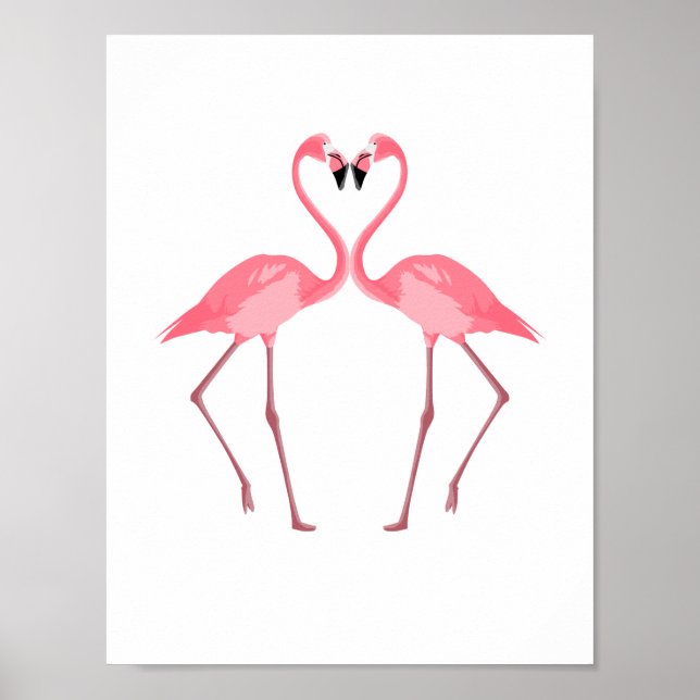 Póster Belo Amor Flamingos Rosa (Frente)