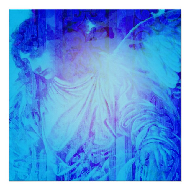 Póster Belo Anjo Azul de Proteção e Perdão (Frente)