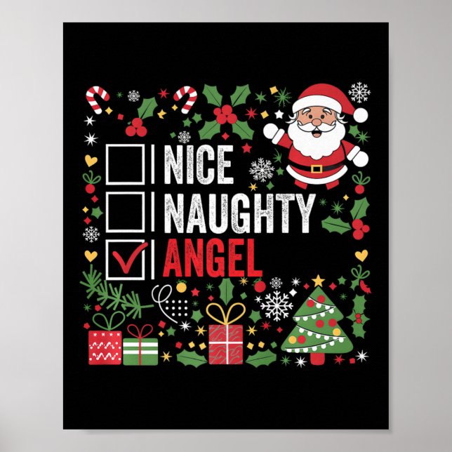 Poster Belo Anjo Engraçado Natal Papai Noel (Frente)
