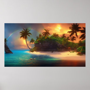 Poster Belo arco-íris da Ilha do Pacífico Sul