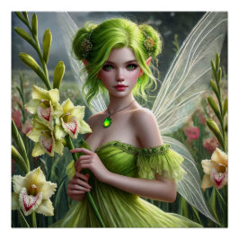 Póster Belo August Fairy em Gladioli