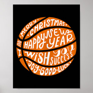 Poster Belo Basquete Feliz Feliz ano novo De Natal Ta