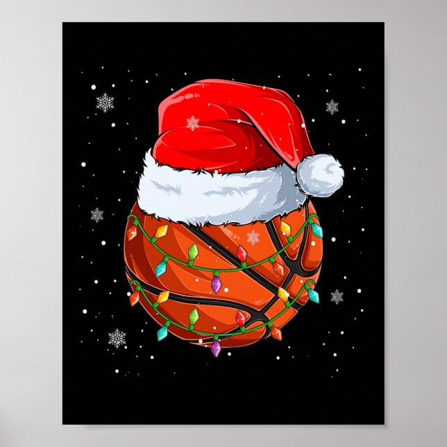 Poster Belo Basquete Natal Noel Hat Xmas Luzes (Frente)