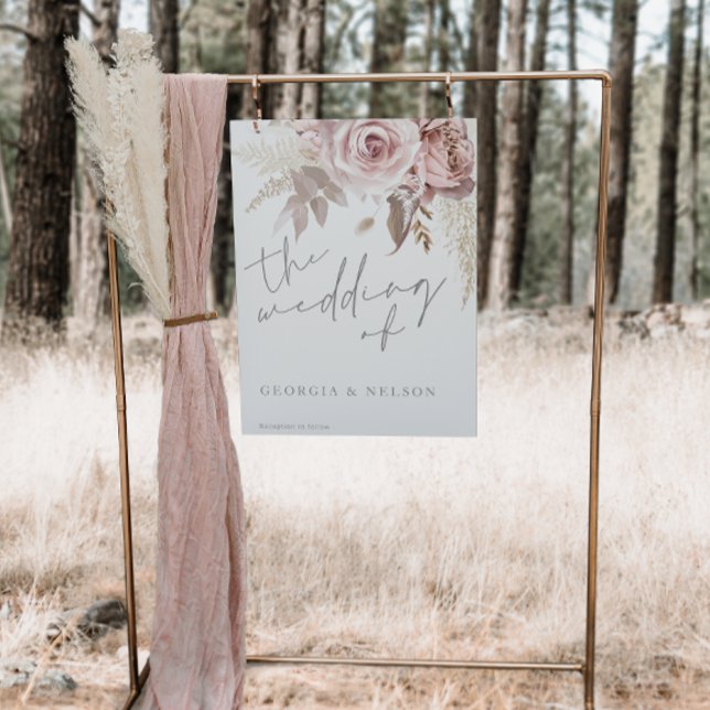 Póster Belo Blush Floral Grande Sinal Poster de Casamento (Criador carregado)