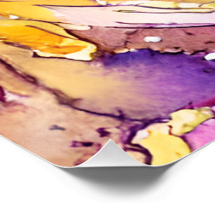 Póster Belo Boho Rosa e Dourado Padrão Floral