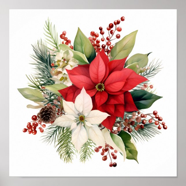 Poster Belo buquê floral de Natal (Frente)